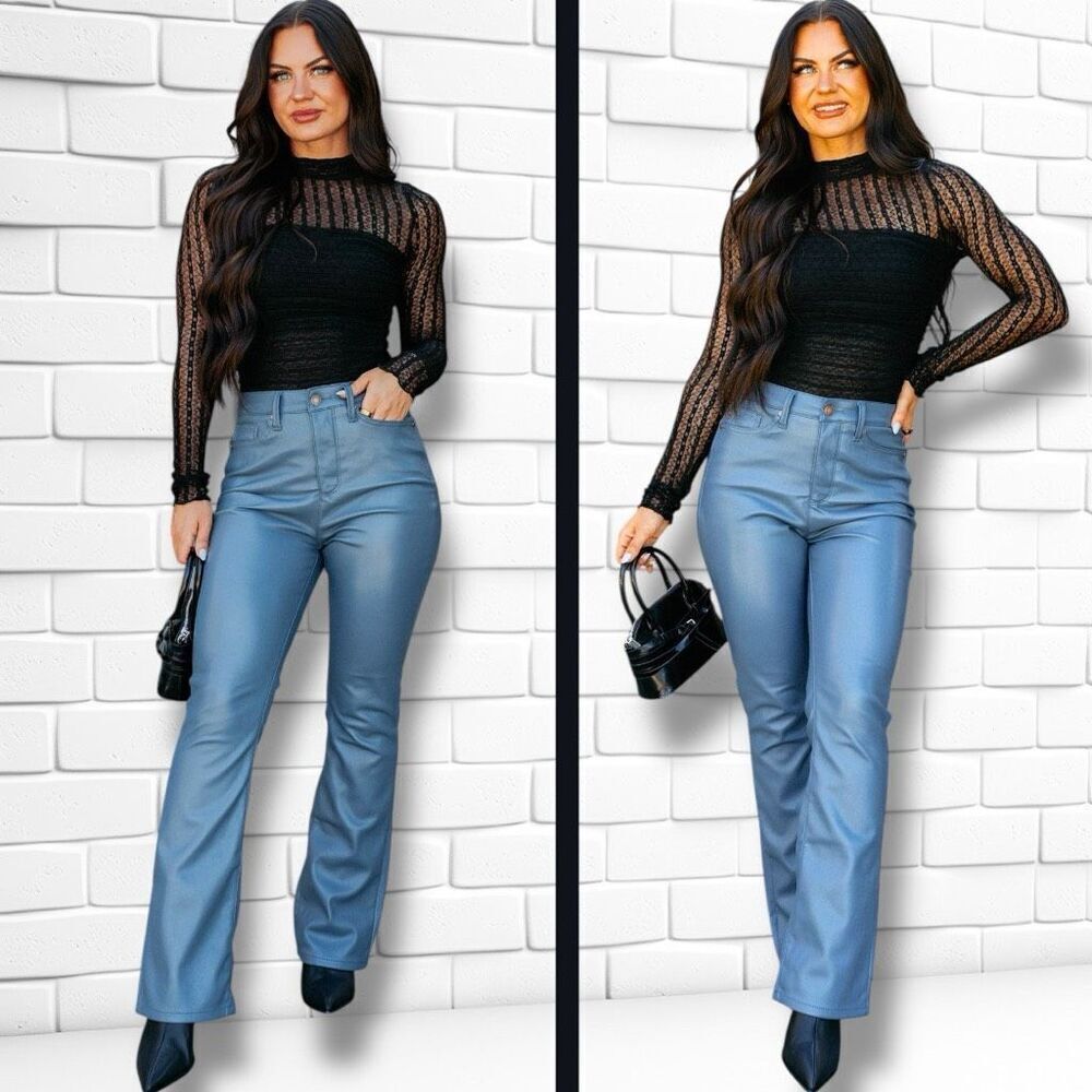 Judy Blue High Rise Tummy Control Blue Faux Leather Bootcut Pants | 9/29 NWT